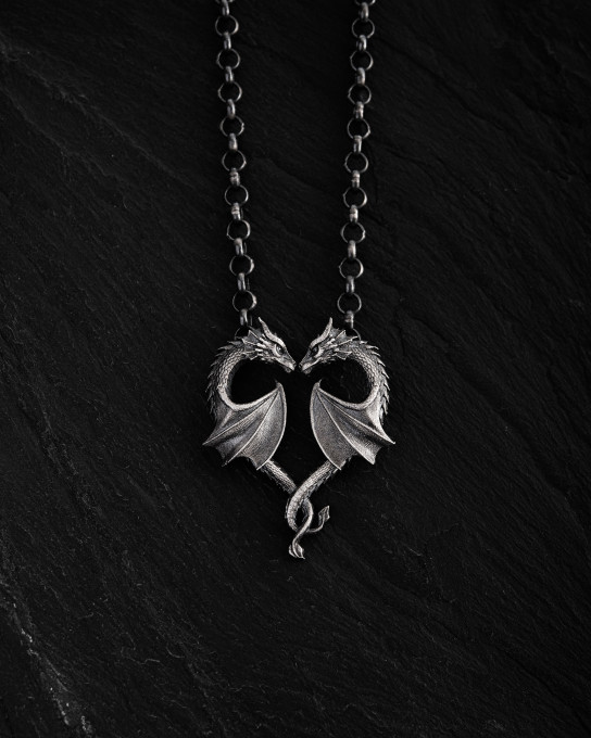Серебряный кулон на цепочке DRAGONS HEART / Кулоны