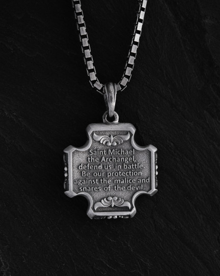 Серебряный крест SAINT MICHAEL / Кулоны + 3