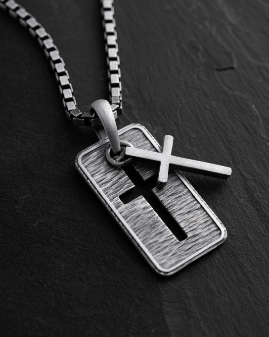 Серебряный кулон ОТЧЕ НАШ с крестиком / Кулоны