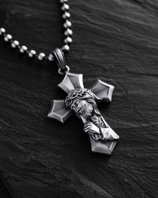 Срібний хрест SAVIOR CHRIST JESUS / Кулони + 5