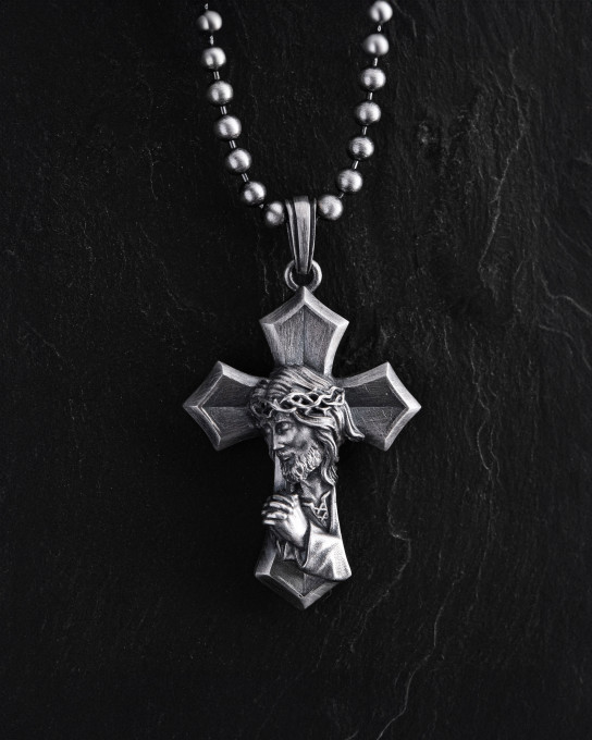 Срібний хрест SAVIOR CHRIST JESUS / Кулони