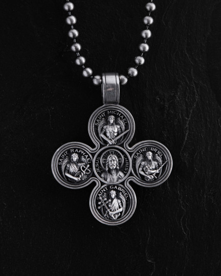 Серебряный крест JESUS ​​AND THE FOUR ARCHANGELS / Кулоны