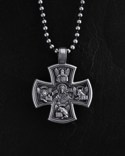 Серебряный крест MARK LUKE JOHN FOUR EVANGELISTS / Кулоны