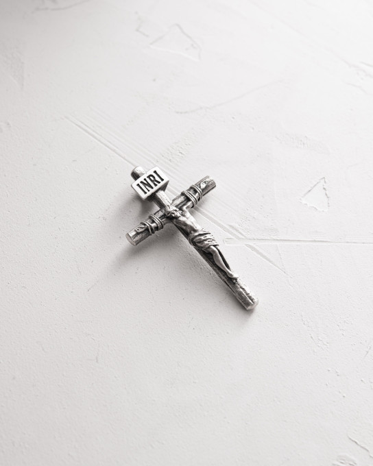 Срібний хрест CRUCIFIXION of JESUS CHRIST. INRI mini / Кулони + 5