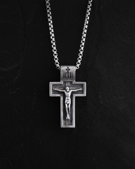 Серебряный крест THE CRUCIFIXION OF JESUS ​​CHRIST. PROTECTION / Кулоны