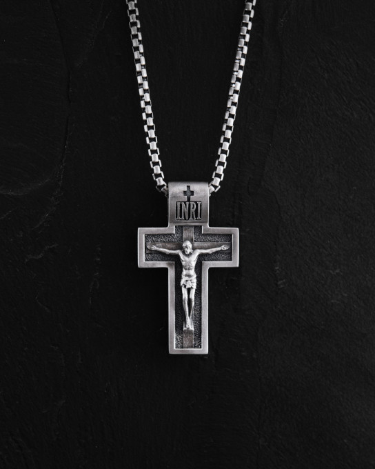 Срібний хрест THE CRUCIFIXION OF JESUS ​​CHRIST. PROTECTION / Кулони