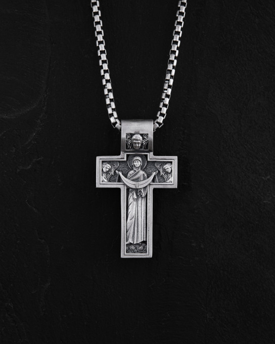 Срібний хрест THE CRUCIFIXION OF JESUS ​​CHRIST. PROTECTION / Кулони + 3