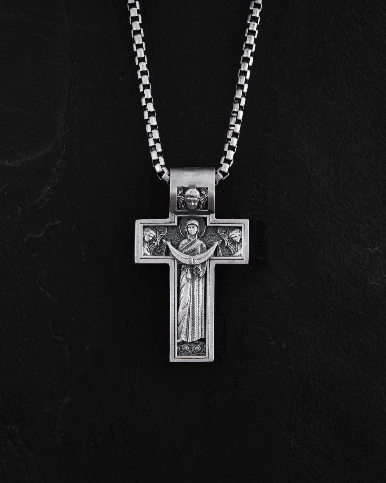 Серебряный крест THE CRUCIFIXION OF JESUS ​​CHRIST. PROTECTION 3487