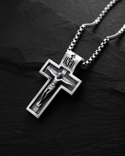 Серебряный крест THE CRUCIFIXION OF JESUS ​​CHRIST. PROTECTION / Кулоны + 4