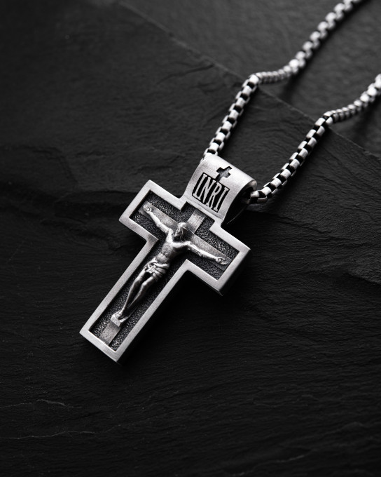 Срібний хрест THE CRUCIFIXION OF JESUS ​​CHRIST. PROTECTION / Кулони + 4