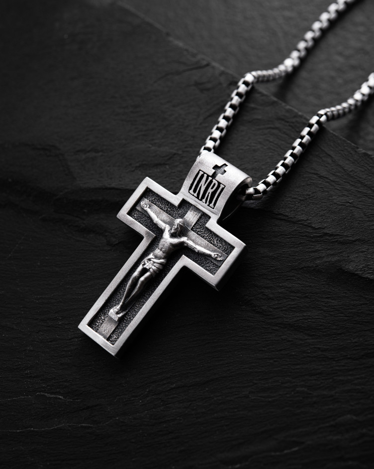 Серебряный крест THE CRUCIFIXION OF JESUS ​​CHRIST. PROTECTION 3487