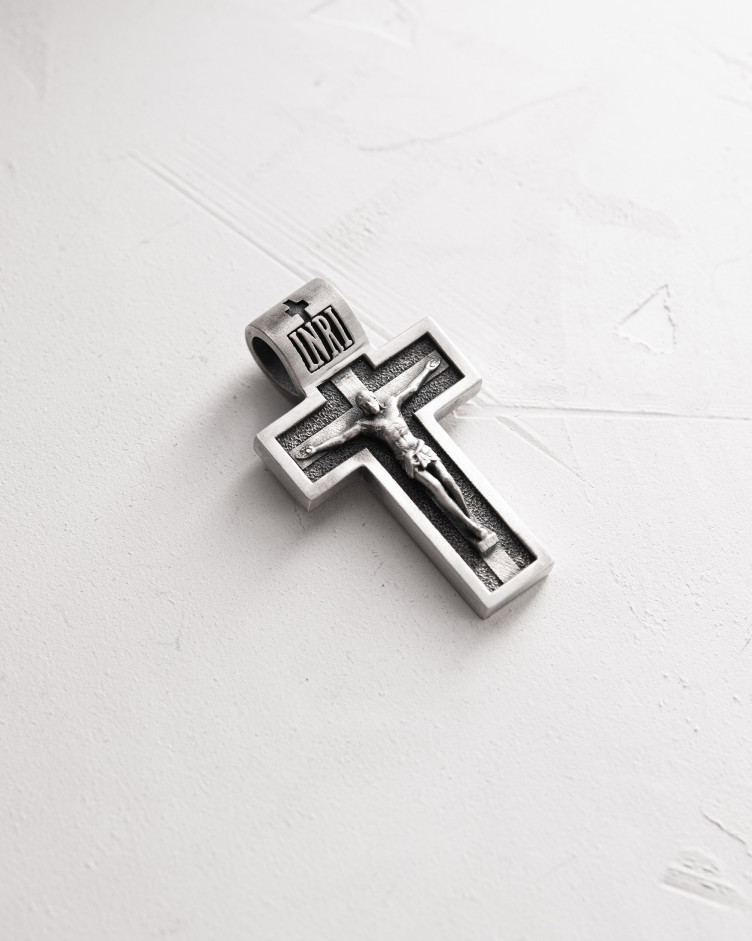 Серебряный крест THE CRUCIFIXION OF JESUS ​​CHRIST. PROTECTION 3487