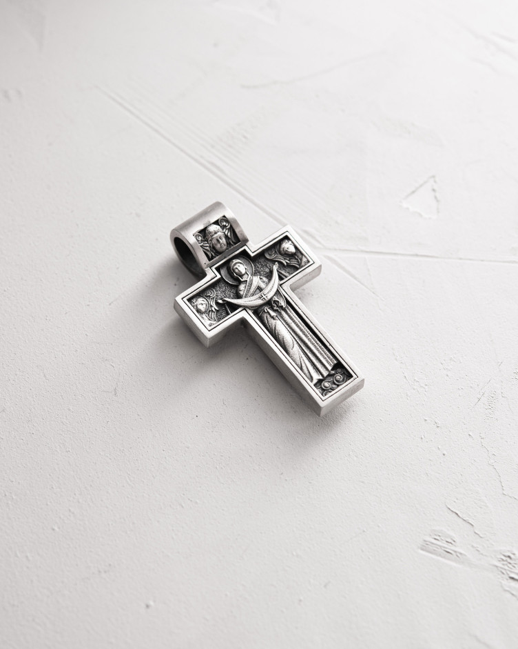 Серебряный крест THE CRUCIFIXION OF JESUS ​​CHRIST. PROTECTION 3487