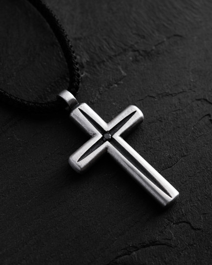 Срібний хрест LUMEN FIDEI. BLACK STONES / Кулони
