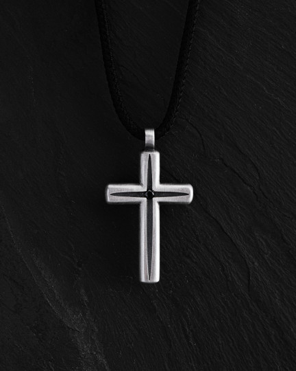 Срібний хрест LUMEN FIDEI. BLACK STONES / Кулони + 3
