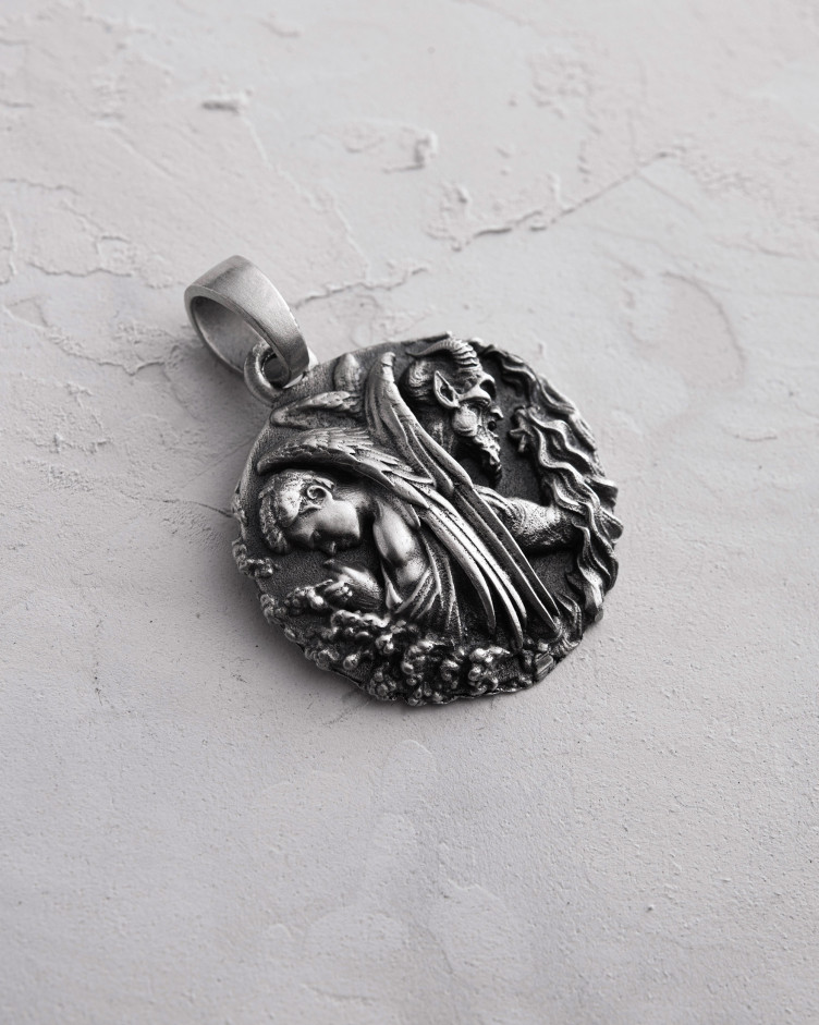 Срібний кулон ANGEL AND DEMON 4