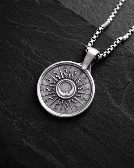 Silver pendant SUN and MOON 7