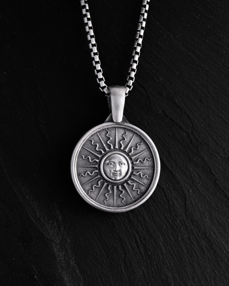 Silver pendant SUN and MOON 2