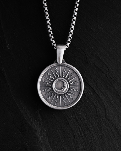 Silver pendant SUN and MOON 4