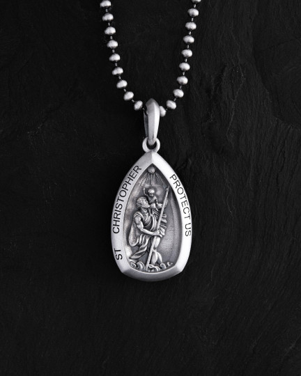 Серебряный кулон ST. CHRISTOPHER PROTECT US / Кулоны