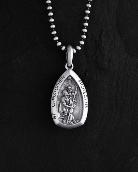 Срібний кулон ST. CHRISTOPHER PROTECT US