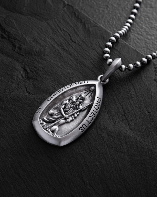 Срібний кулон ST. CHRISTOPHER PROTECT US / Кулони + 5