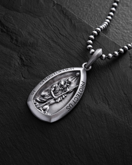 Срібний кулон ST. CHRISTOPHER PROTECT US 3