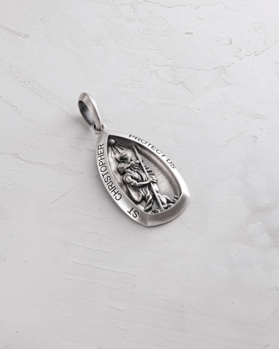 Срібний кулон ST. CHRISTOPHER PROTECT US / Кулони + 6