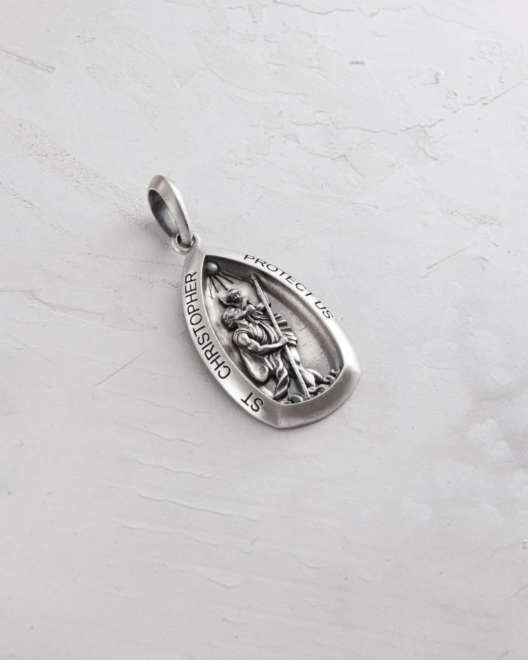 Срібний кулон ST. CHRISTOPHER PROTECT US 4