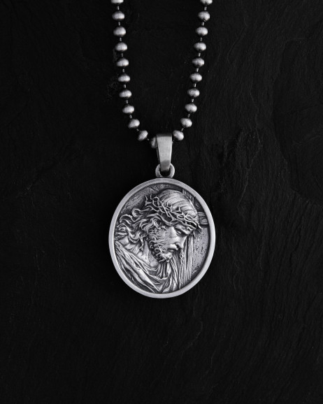 Серебряный кулон JESUS CHRIST WITH CROWN OF THORNS