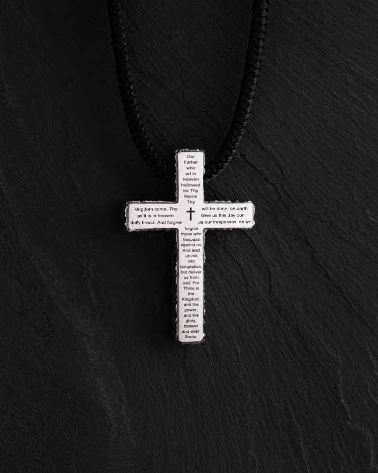 Silver cross on cord THE LORD'S PRAYER – OUR FATHER 6