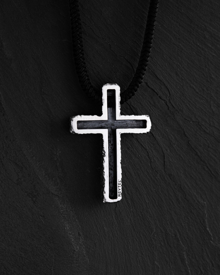 Silver cross on cord THE LORD'S PRAYER – OUR FATHER 7