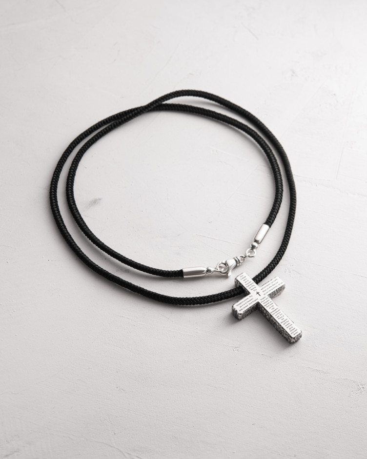 Silver cross on cord THE LORD'S PRAYER – OUR FATHER 4