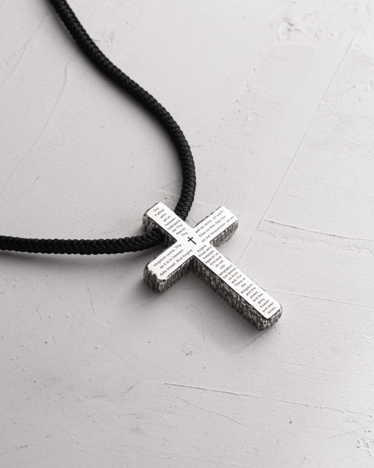 Silver cross on cord THE LORD'S PRAYER – OUR FATHER 5