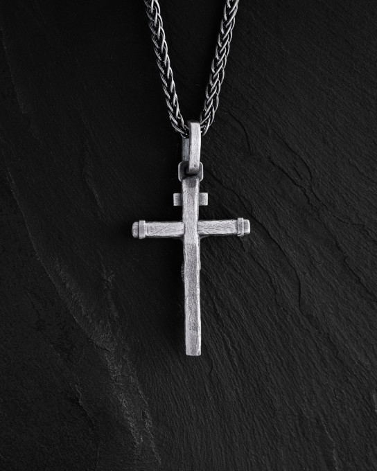 Серебряный крест CRUCIFIXION of JESUS. INRI / Кулоны + 5