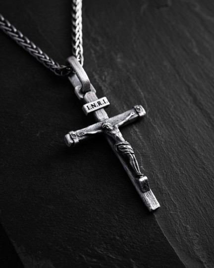 Срібний хрест CRUCIFIXION of JESUS. INRI / Кулони