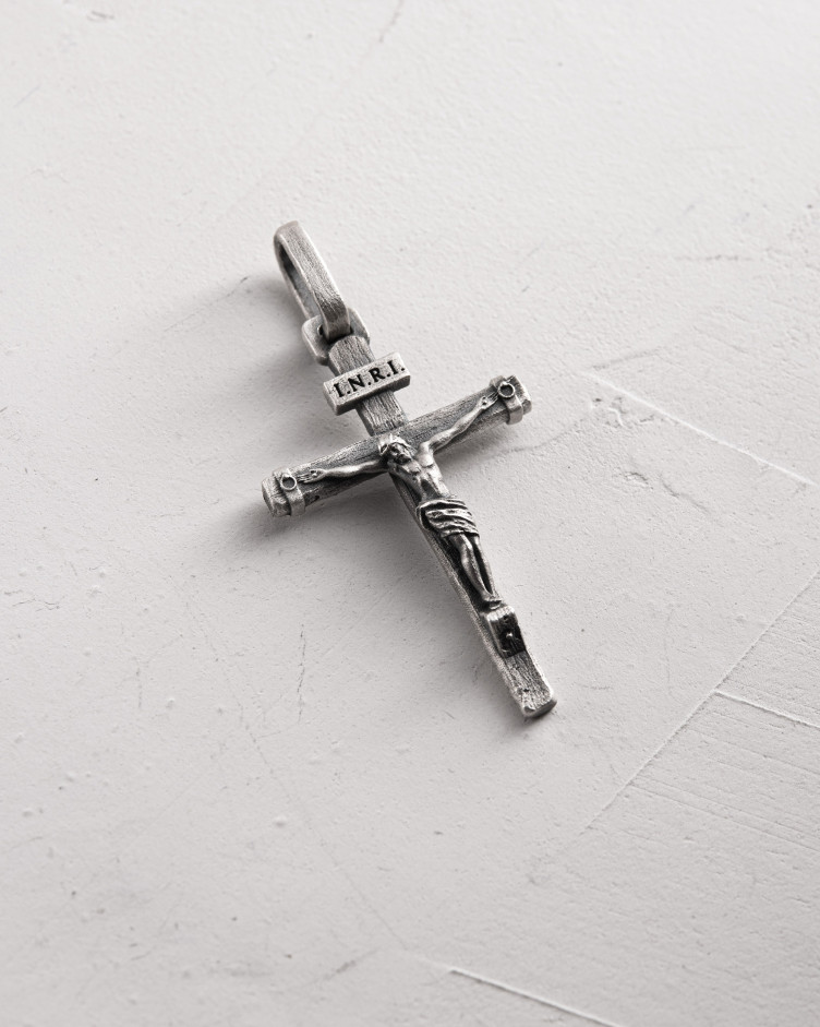 Срібний хрест CRUCIFIXION of JESUS. INRI 4