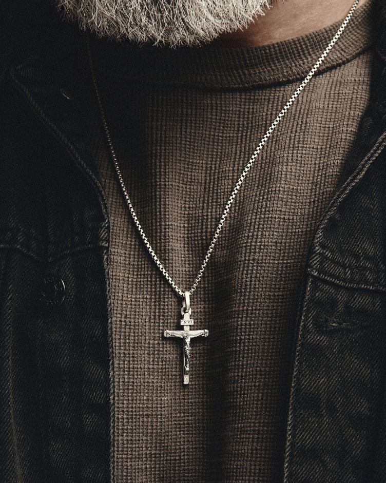 Серебряный крест CRUCIFIXION of JESUS. INRI 4