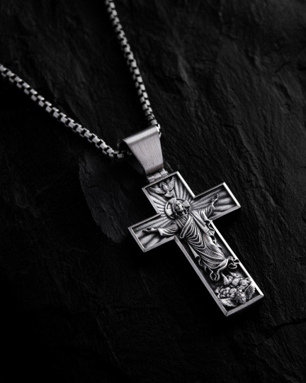 Срібний хрест ASCENSION OF JESUS CHRIST / Кулони + 4