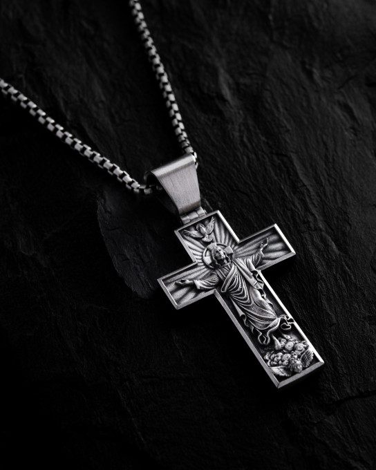 Срібний хрест ASCENSION OF JESUS CHRIST / Кулони + 4