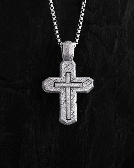 Серебряный крест CALVARY CROSS. IN GOD WE TRUST / Кулоны + 4