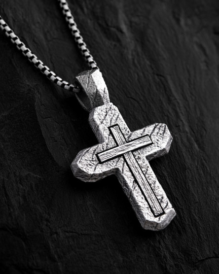 Серебряный крест CALVARY CROSS. IN GOD WE TRUST / Кулоны + 2