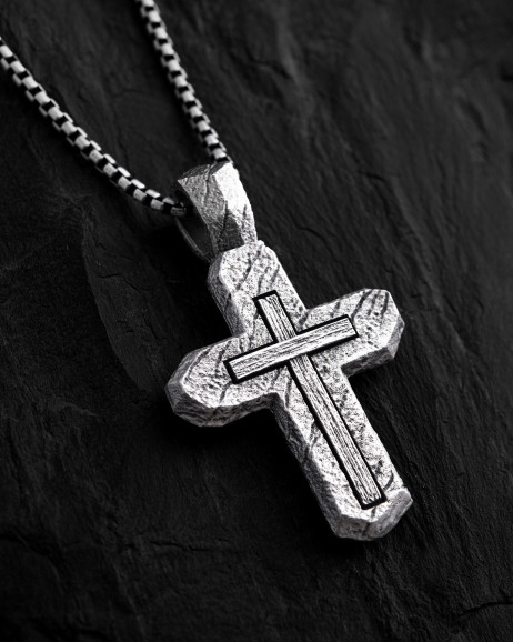 Срібний хрест CALVARY CROSS. IN GOD WE TRUST