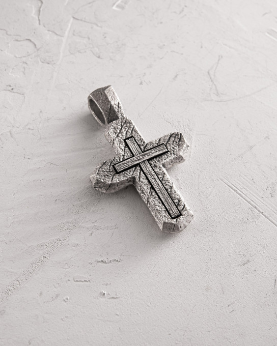 Серебряный крест CALVARY CROSS. IN GOD WE TRUST / Кулоны + 6