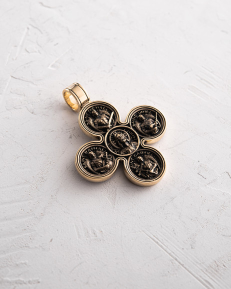 Cross JESUS ​​AND THE FOUR ARCHANGELS (14k yellow gold) 2