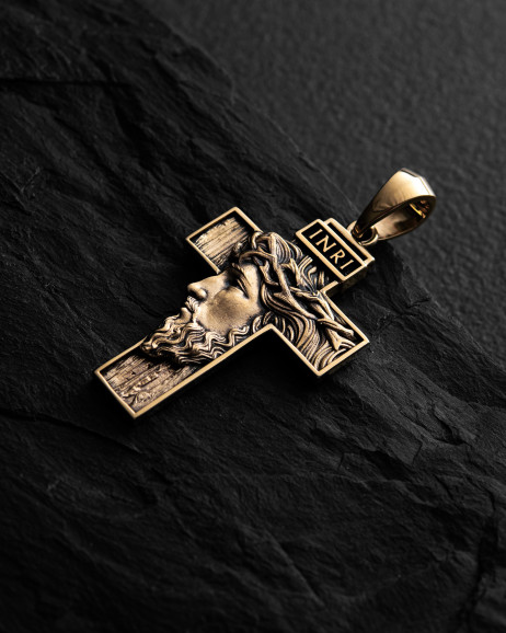 Cross FACE OF JESUS CHRIST. INRI (14k yellow gold) 5