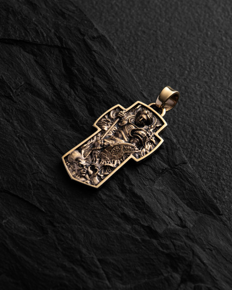 Cross ARCHANGEL MICHAEL (14k yellow gold) 5