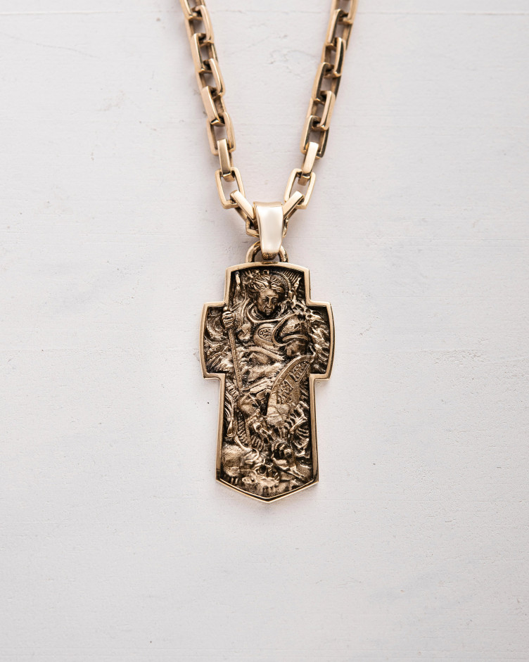 Cross ARCHANGEL MICHAEL (14k yellow gold)