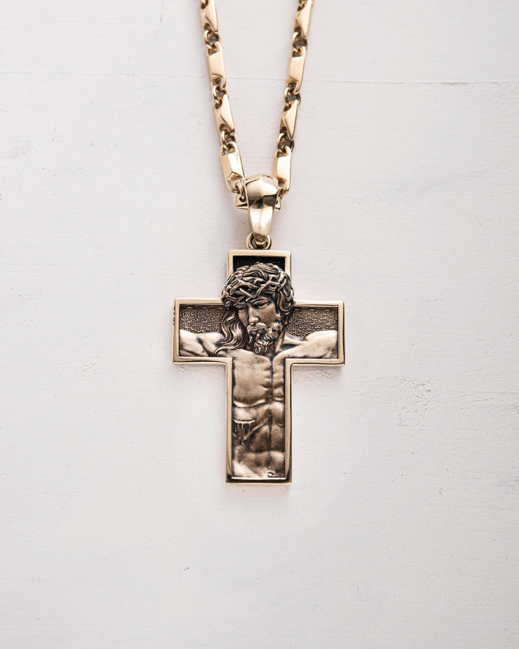 Cross REDEMPTION. JESUS CHRIST (14k yellow gold)