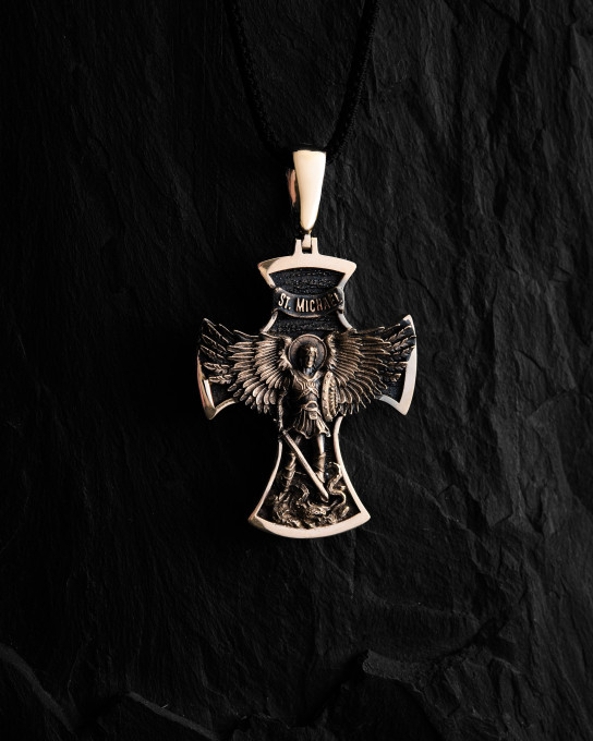 Хрест ST. ARCHANGEL MICHAEL (жовте золото) / Кулони + 4